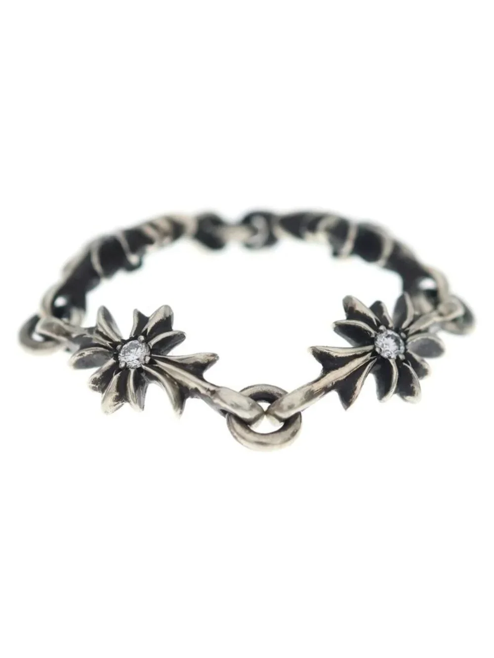 Chrome Hearts Tny CH Pls Dia Tiny CH Plus Diamond Ring Silver